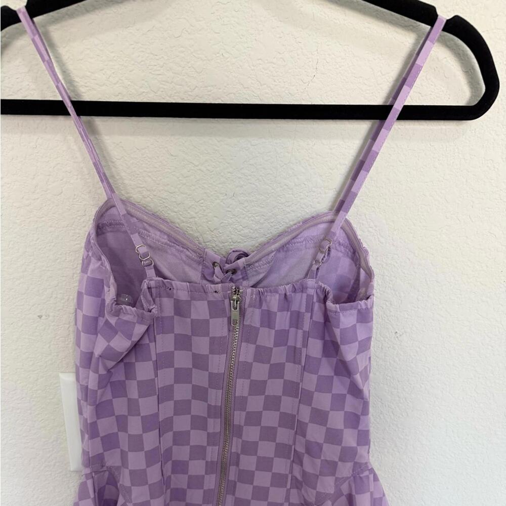 Dolls Kill First Move Checkered Lace-Up Mini Dress Lavender Purple Size Small S - Picture 5 of 10